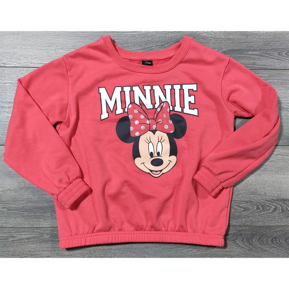 Disney Minnie Mouse Girls XXL Plus Sweater Red Pullover Graphic Fleece Shirt